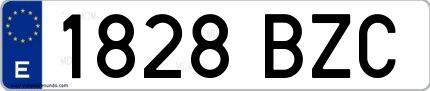 Ejemplo de matrícula española 1828 BZC