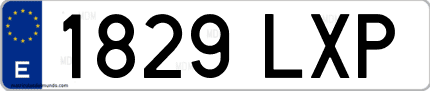 Ejemplo de matrícula de coche ordinaria 1829 LXP
