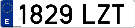 Ejemplo de matrícula de coche ordinaria 1829 LZT
