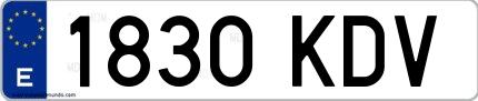 Ejemplo de matrícula española 1830 KDV