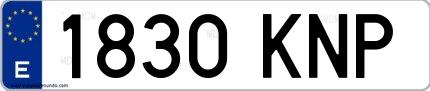Ejemplo de matrícula española 1830 KNP