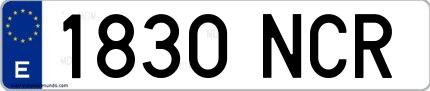 Ejemplo de matrícula española 1830 NCR