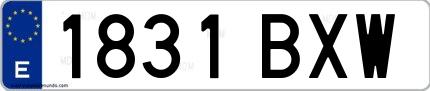 Ejemplo de matrícula española 1831 BXW