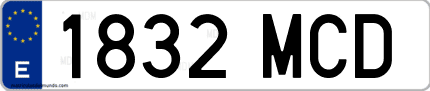 Ejemplo de matrícula de coche ordinaria 1832 MCD