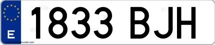 Ejemplo de matrícula española 1833 BJH
