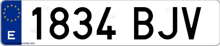 Ejemplo de matrícula de coche ordinaria 1834 BJV