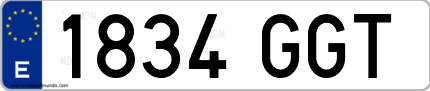 Ejemplo de matrícula de coche ordinaria 1834 GGT
