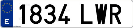 Ejemplo de matrícula de coche ordinaria 1834 LWR