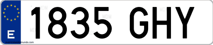 Ejemplo de matrícula de coche ordinaria 1835 GHY