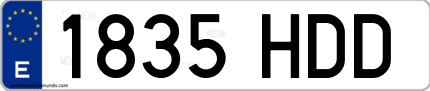 Ejemplo de matrícula de coche ordinaria 1835 HDD