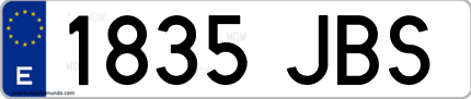Ejemplo de matrícula de coche ordinaria 1835 JBS