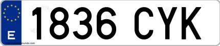 Ejemplo de matrícula española 1836 CYK