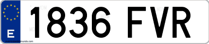 Ejemplo de matrícula de coche ordinaria 1836 FVR