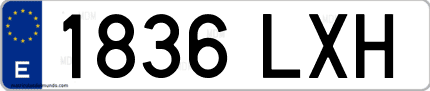 Ejemplo de matrícula de coche ordinaria 1836 LXH
