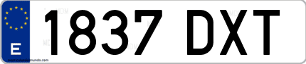 Ejemplo de matrícula de coche ordinaria 1837 DXT