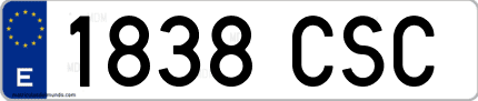 Ejemplo de matrícula de coche ordinaria 1838 CSC