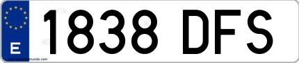 Ejemplo de matrícula española 1838 DFS