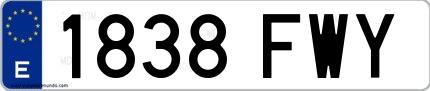 Ejemplo de matrícula española 1838 FWY