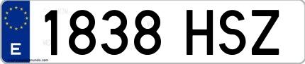 Ejemplo de matrícula española 1838 HSZ