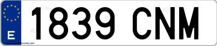 Ejemplo de matrícula española 1839 CNM