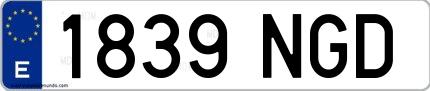 Ejemplo de matrícula española 1839 NGD