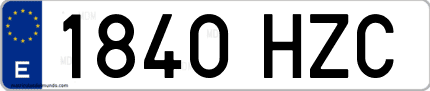 Ejemplo de matrícula de coche ordinaria 1840 HZC