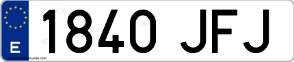 Ejemplo de matrícula de coche ordinaria 1840 JFJ