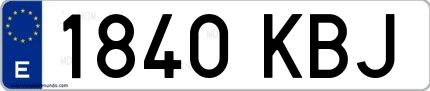 Ejemplo de matrícula española 1840 KBJ