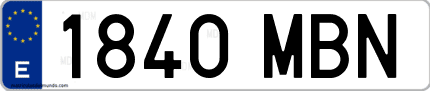 Ejemplo de matrícula de coche ordinaria 1840 MBN