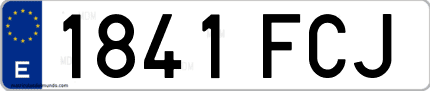 Ejemplo de matrícula de coche ordinaria 1841 FCJ