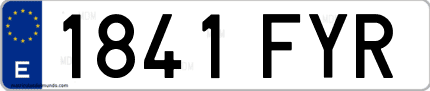Ejemplo de matrícula de coche ordinaria 1841 FYR