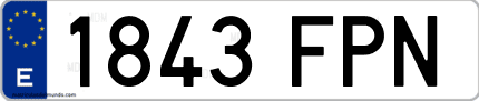 Ejemplo de matrícula de coche ordinaria 1843 FPN