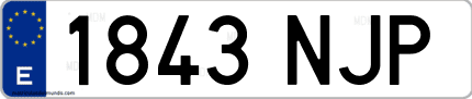 Ejemplo de matrícula de coche ordinaria 1843 NJP