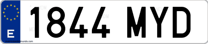 Ejemplo de matrícula de coche ordinaria 1844 MYD