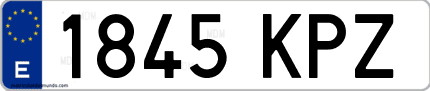 Ejemplo de matrícula de coche ordinaria 1845 KPZ