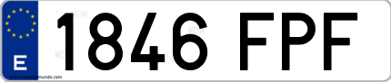 Ejemplo de matrícula de coche ordinaria 1846 FPF