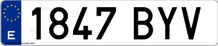 Ejemplo de matrícula española 1847 BYV