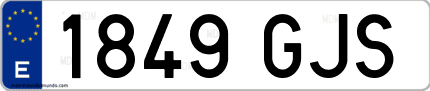 Ejemplo de matrícula de coche ordinaria 1849 GJS