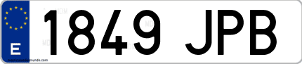 Ejemplo de matrícula de coche ordinaria 1849 JPB