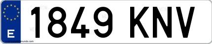 Ejemplo de matrícula española 1849 KNV