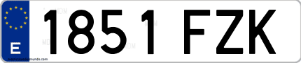 Ejemplo de matrícula de coche ordinaria 1851 FZK
