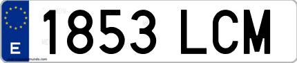 Ejemplo de matrícula de coche ordinaria 1853 LCM