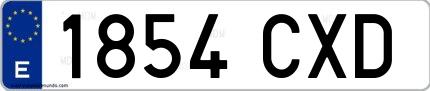 Ejemplo de matrícula española 1854 CXD
