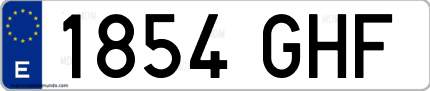 Ejemplo de matrícula de coche ordinaria 1854 GHF