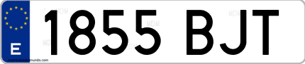 Ejemplo de matrícula de coche ordinaria 1855 BJT