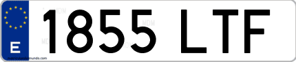 Ejemplo de matrícula de coche ordinaria 1855 LTF