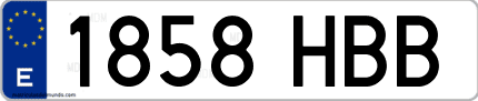 Ejemplo de matrícula de coche ordinaria 1858 HBB