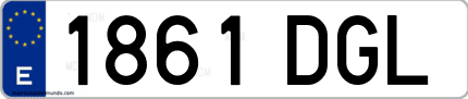 Ejemplo de matrícula de coche ordinaria 1861 DGL