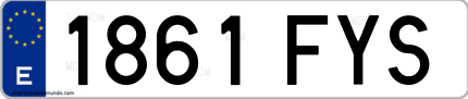 Ejemplo de matrícula de coche ordinaria 1861 FYS