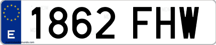 Ejemplo de matrícula de coche ordinaria 1862 FHW